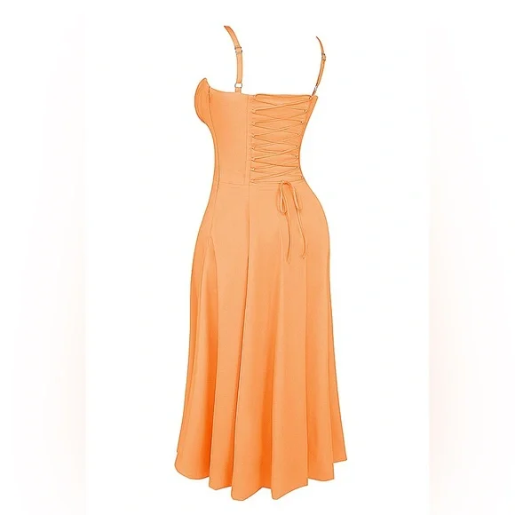 HOUSE OF CB 'Carmen' Tangerine Bustier Sundress NWOT - Picture 9 of 12